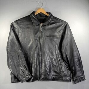 American Classics Leather Bomber Jacket Black XL Quilted Lining Vintage Mens